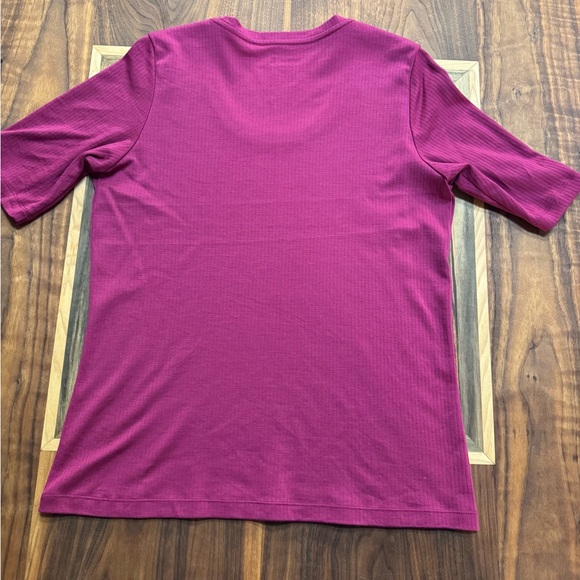 Wool& (Beetroot!) Celine Ribbed Elbow Sleeve Tee - Picture 2 of 6